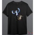 Bumeta Regular Show Sürekli Dizi Mordecai Rigby Dans Unisex T-Shirt 3043S - Siyah