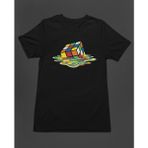 Bumeta Rubik Zeka Küpü Erimiş Kombinasyon Unisex Tişört T-Shirt - Siyah - 2XL