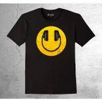 BUMETA Smile Kulaklık Music Gülen Surat Tişört Çocuk T-Shirt - 7 - 8 Yaş - Siyah