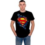 BUMETA Superman Süpermen Çelik Adam Kahraman Tişört T-Shirt - 2XL - Siyah