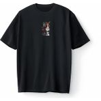 Bumeta Yılbaşı Hoodie Ho Ho Ho Noel Geyik Santa Kardan Adam Baskılı Oversize Unisex Tişört T-Shirt - Siyah - XL