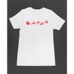 Bumeta Yılbaşı Santa Claus Geyik Silüet Noel Baba Baskılı Unisex Tişört T-Shirt - Siyah
