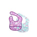 Bumkins Rainbows & Unicorns Kız Bebek 2'li Başlangıç Mama Önlüğü