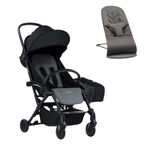 Bumprider Connect³ Bebek Arabası Black-Grey Melange- Yan Düzenleyici Çanta & BabyBjörn Bliss Ana Kucağı Petal Woven Anth
