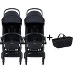 Bumprider Connect³ İkiz Bebek Arabası Black - Black & Yan Düzenleyici Çanta - Siyah