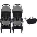 Bumprider Connect³ İkiz Bebek Arabası Black - Grey & Yan Düzenleyici Çanta - Gri