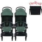 Bumprider Connect³ Ikiz Bebek Arabası Black - Olive & Yan Bakım Çantası Hediyeli - Olive Green