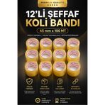 BUMY (12 ADET) Şeffaf Koli Bandı 45 mm x 100 METRE Güçlü Yapışkanlı Paketleme Bantı Bantları Kopmayan