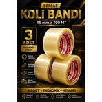 BUMY (3 ADET) Şeffaf Koli Bandı 45 mm x 100 METRE Güçlü Yapışkanlı Paketleme Bantı Bantları Kopmayan