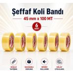 Bumy 6'lı Koli Bandı 45 mm x 100 Metre Güçlü Yapışkanlı Paketleme Bandı