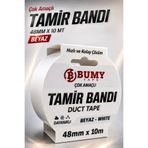 BUMY Beyaz Tamir İzolasyon Bandı 48 Mm X 10 Metre Genel Duct Tape Su Geçirmez Sızdırmazlık Takviye Bantları