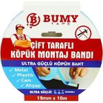 Bumy Çift Taraflı Köpük Montaj Bant Beyaz 19 mm x 10 Mt