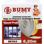 Bumy Kapı ve Pencere İzolasyon Bandı, 6.20mt, Kauçuk, D-Profil, Beyaz