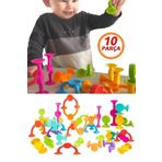 Bundeba 10 Parça Vantuzlu Vakum Molekül Yapı Silikon Taşları Popit Eğitici Oyuncak Squigz Puzzle Yapboz