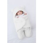 Bundera Nesli Yeni Doğan 0-6 Ay Bebek Dış Kundak Uyku Tulumu Wellsoft Peluş Kapüşonlu Sarma Battaniye