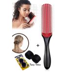 Bundera Saç Şekillendirme Fırçası Tarağı Curly Girl 7 Sıra Kıvırcık Kız Metodu Fırçası ve Topuz Tokası İLKBNDTARAK01