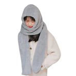 Bundera Scarf Welsoft Gri Polar Kapüşonlu Kulaklı Peluş Kadın Şapka
