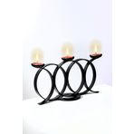 Bundera Siyah Halkalı Model Dekoratif Mumluk Metal Ferforje Şamdan Mumluk Tealight (mum Dahil)