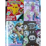 Bundle Island 4 Adet Stickerli Boyama Kitabı (Frozen,labubu,barbie,pocemon Figürlü) - Renkli