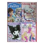 bundle island 4 adet stickerli boyama kitabı (*hello kitty*/kuromi/barbie/elsa figürlü)