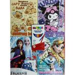 Bundle Island 4 Adet Stickerli Boyama Kitabı ve 12 Li Kuru Boya Kalemi (Kuromi/capybara/frozen/elsa) - Karışık