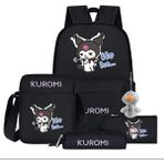 Bundle Island Siyah Çocuk Sırt Çantası Seti Kuromi Figürlü-(Sırt Çantası/beslenme Çantası/2 Adet Kalemlik/pelüş A - --
