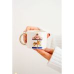 Bune Box 24K Gerçek Altın Dekorlu El Yapımı Atlı Karınca Seramik Mug Kupa - Beyaz