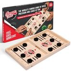 Bungee Table Hızlı Sling Puck Oyunu - Küçük Boy - Bu Hızlı Tempolu Ahşap Hava Hokeyi Masa Oyunu ile Hızınızı ve Doğruluğunuzu Test Edin - Aile Gecesi veya Arkadaş Partisi için Garantili Eğlence