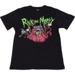 Bunlardan İstiyorum Rick And Morty Alien Attack Tişört Siyah