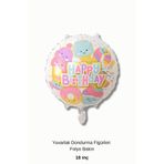 Bunloon Happy Birthday Dondurma Figürlü Yuvarlak Folyo Balon Doğum Günü Parti Süsleme