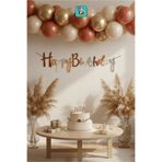 Bunloon Kaligrafi Banner Mix Renk Happy Birthday 110 cm Doğum Günü ve Parti Yazısı Parti Süsleme