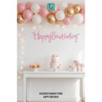 Bunloon Kaligrafi Banner Pembe Happy Birthday 110 cm Parti ve Doğum Günü Yazısı Parti Süsleme