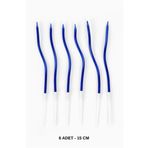 Bunloon Lacivert Spiral Doğum Günü Pasta Mumu 6 Adet 15 Cm
