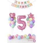 Bunloon Makaron 5 Yaş Doğum Günü Balon Seti Happy Birthday Parti Süsleri