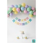 Bunloon Makaron Renkli Happy Birthday Gümüş Yazılı Banner Doğum Günü Yazısı Parti Süsleme
