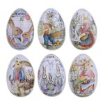 Bunny Candy Jar, Paskalya Kurabiye Kavanozu - 6 kapak seti ile yumurta şeklindeki çikolata şeker kutusu,Gıda Depolama Konteyneri, Centerpieces, Dekoratif Paskalya Partisi Dekorasyonu