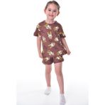 Bunny Hopp %100 Pamuk Interlok Kumaş Kısa Kollu Şortlu Daisy Duck Desenli Yazlık Kız Çocuk Pijama Takımı - 9 - 10 Yaş - Kahverengi