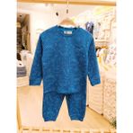 Bunny Hopp Erkek Çocuk Dinozor Desenli %100 Pamuk Fitilli Interlok Manşetli Pijama Takımı - Koyu - Mavi - 3 - 4 Yaş