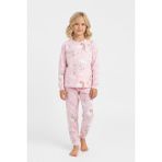 Bunny Hopp Gökkuşağı Desenli %100 Pamuklu Kız Çocuk Pijama Takımı - Interlok Kumaş Takım - Pembe - 10 - 11 Yaş