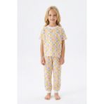 Bunny Hopp Kısa Kollu Renkli Kareli Çiçek Desenli Kız Çocuk Pijama Takımı - %100 Pamuklu Uyku Seti - Çok Renkli - 4 - 5 Yaş