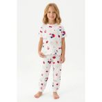 Bunny Hopp Kız Çocuk Pijama Takımı %100 Pamuk Kısa Kollu Yazlık Süprem Penye - Beyaz - 6 - 7 Yaş