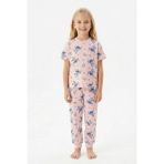 Bunny Hopp Sevimli Karakter Desenli Kız Çocuk Pijama Takımı - %100 Pamuklu Pembe Uyku Seti - 5 - 6 Yaş