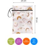 Bunnybons Rainboow Islak/Kuru Kirli Temiz Kıyafet Mayo Bebek Çamaşır Çantası - Sıvı Geçirmez - Mavi