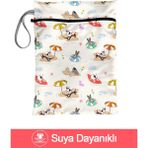 Bunnybons Sörf Dog Islak/Kuru Kirli Temiz Kıyafet Mayo Bebek Çamaşır Çantası - Sıvı Geçirmez - Kahverengi