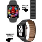 Bunnys Akıllı Saat Apple Iphone Uyumlu Nfc Özellikli Bt Konuşma Özellikli Watch 8 Akıllı Saat Deri Krdn - 45 mm - Siyah