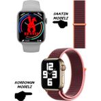 Bunnys Akıllı Saat Apple Iphone Uyumlu Nfc Özellikli Watch 8 Pro Bt Konuşma Özellikli Akıllı Saat Hasır Kordon - 45 mm - Bordo