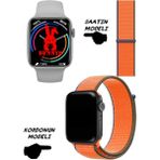 Bunnys Akıllı Saat Apple Iphone Uyumlu Nfc Özellikli Watch 8 Pro Bt Konuşma Özellikli Akıllı Saat Hasır Kordon - 45 mm - Mavi - Kırmızı