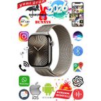Bunnys Apple iPhone 15 Pro Max Uyumlu Su Geçirmez Akıllı Saat 45MM Kordon Hediyeli 4gb Amoled Ekran - 45 mm - Gümüş