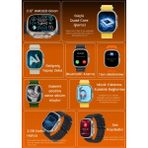 Bunnys Asus Uyumlu Universal Akıllı Saat Watch Ultra2 49MM Kordonlu - Son Versiyon - Lacivert - 49 mm