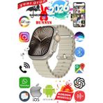 Bunnys General Mobile Gm 20 Uyumlu Su Geçirmez Akıllı Saat Ultra 49MM Kordon Hediyeli 4gb Amoled Ekran - 49 mm - Krem